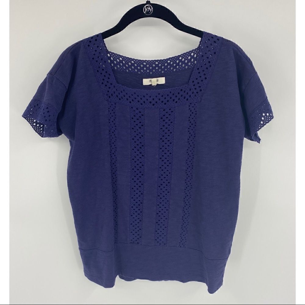 Madewell navy eyelet top